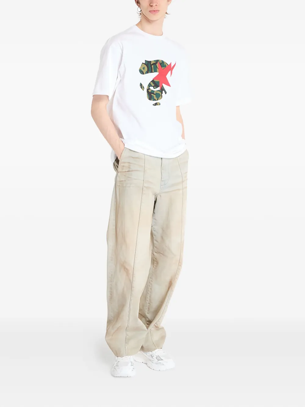 A BATHING APE Trial Camo-star T-shirt Wit