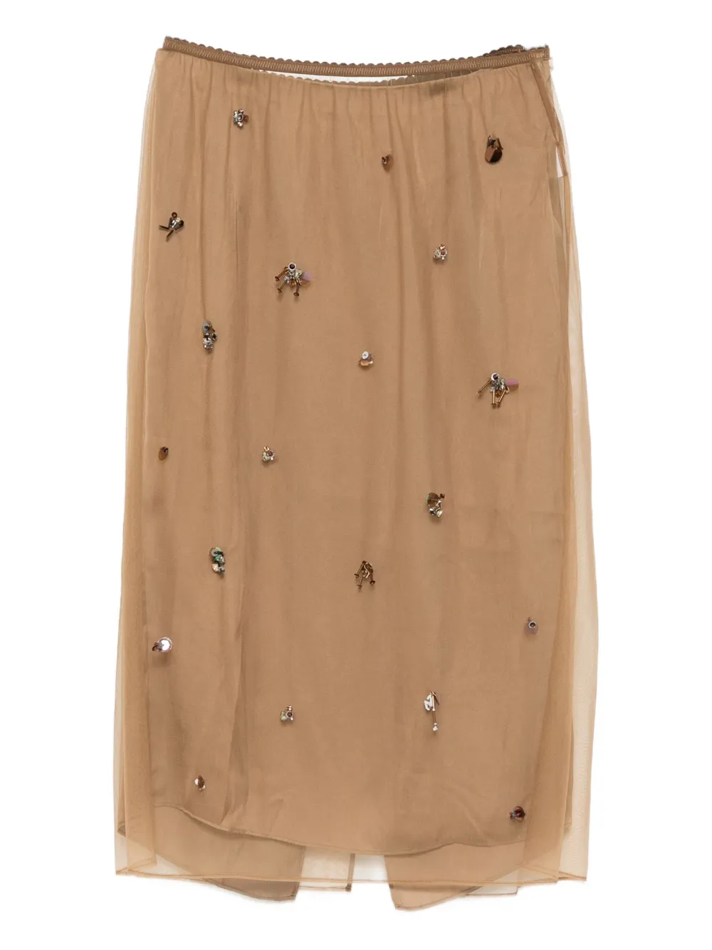 Jnby Graphic Mesh Skirt In Brown