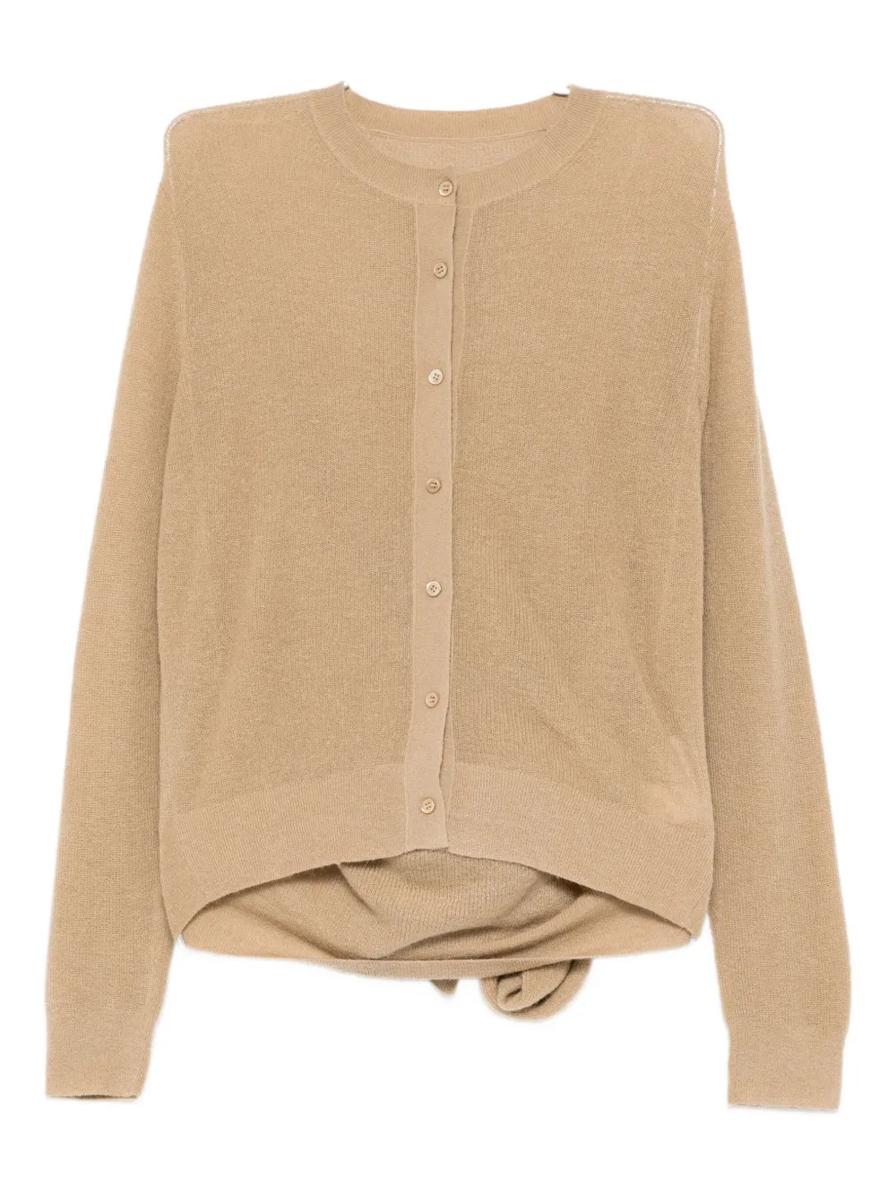 Jnby Draped Detailing Cardigan In Brown