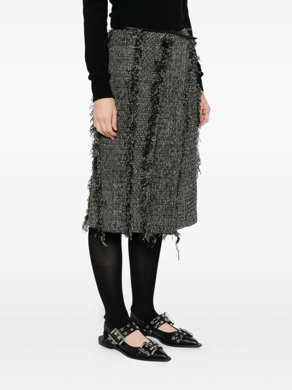 Jnby Fringed Skirt In Gray