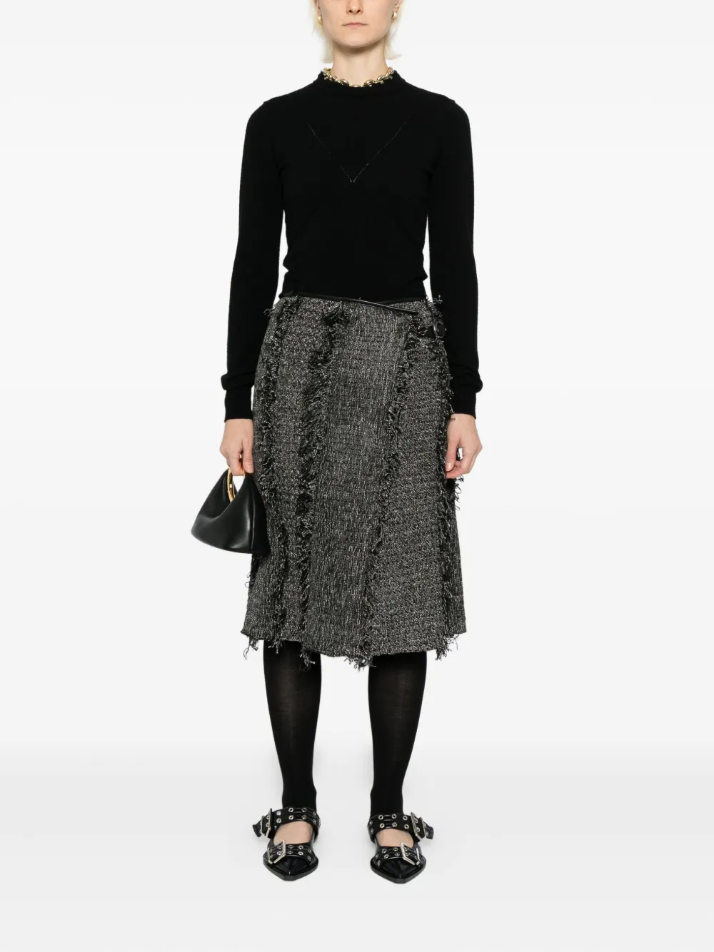 Jnby Fringed Skirt In Gray