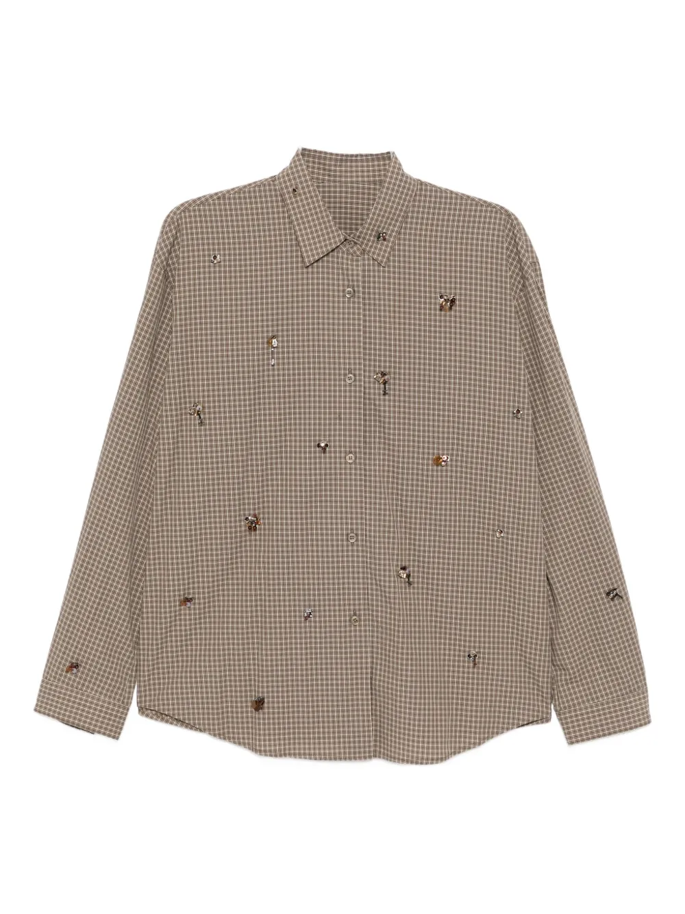 Jnby Floral Beaded Shirt In Brown