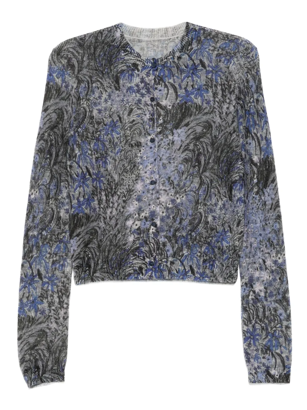 Jnby Floral Print Cardigan In Gray