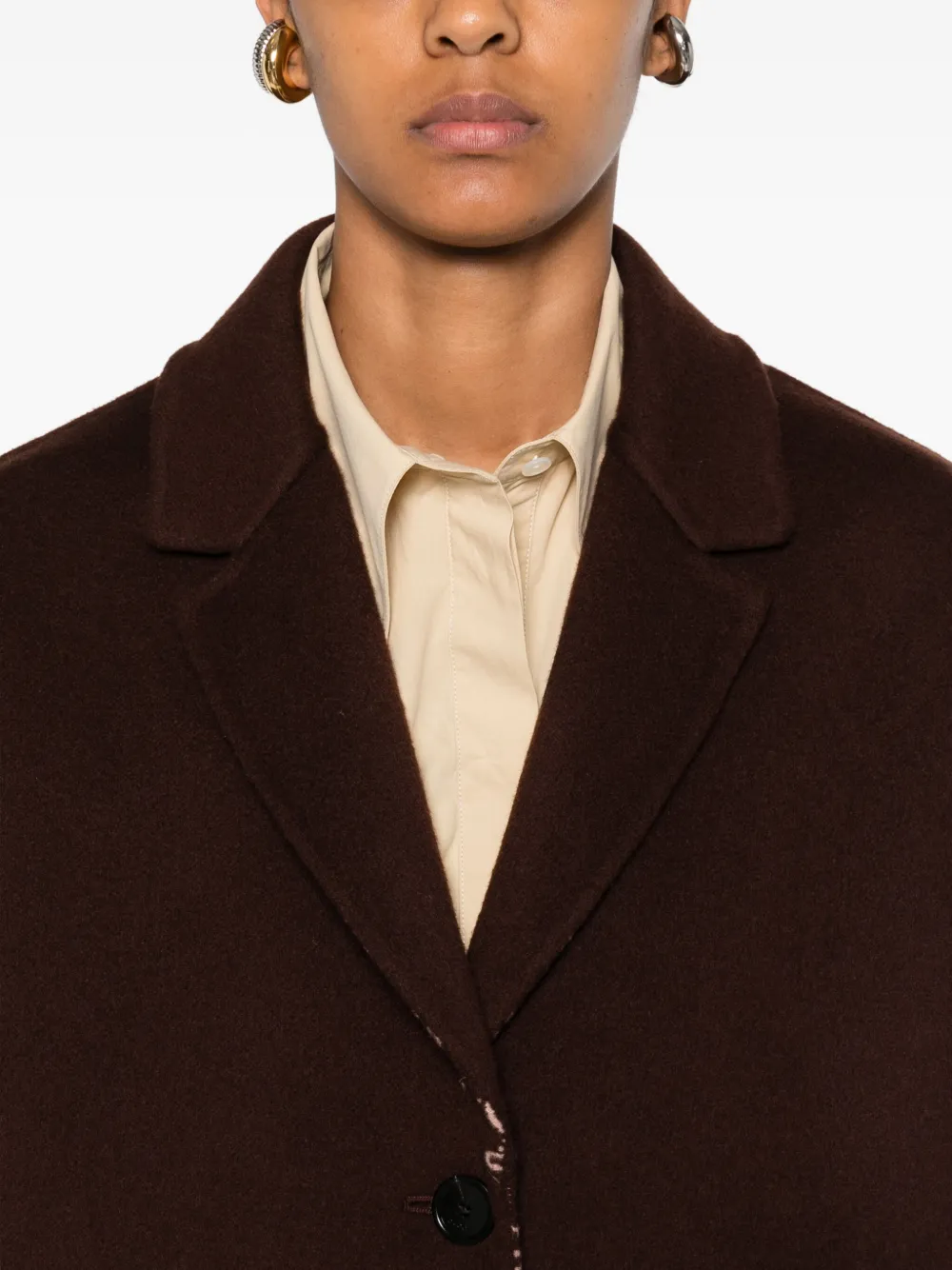 Gucci Womens Brown Pink Monogram-pattern Notch-lapel Wool Coat In Brown