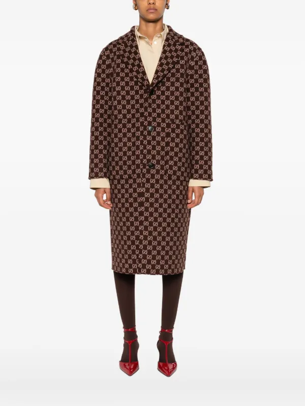 Gucci ボタン コート | ブラウン | FARFETCH JP