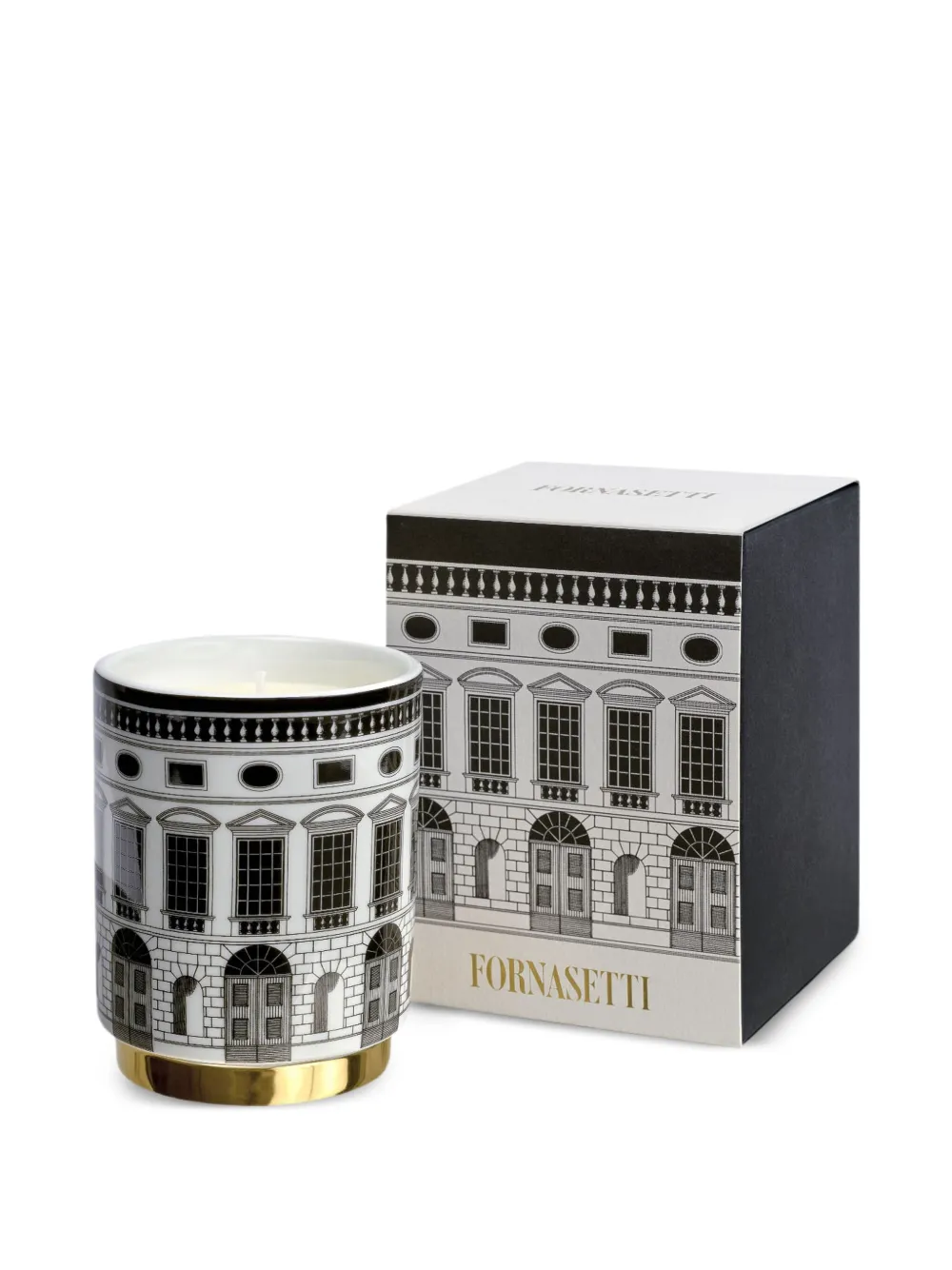 Fornasetti Kerze Mit Architektur-print (295g) In Black