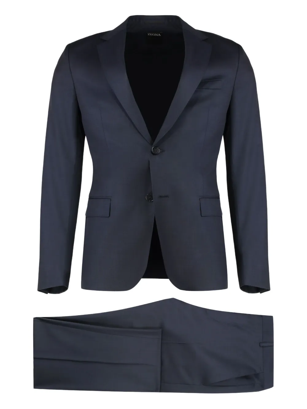 Zegna Pak van wol-zijdeblend met knoopsluiting Blauw