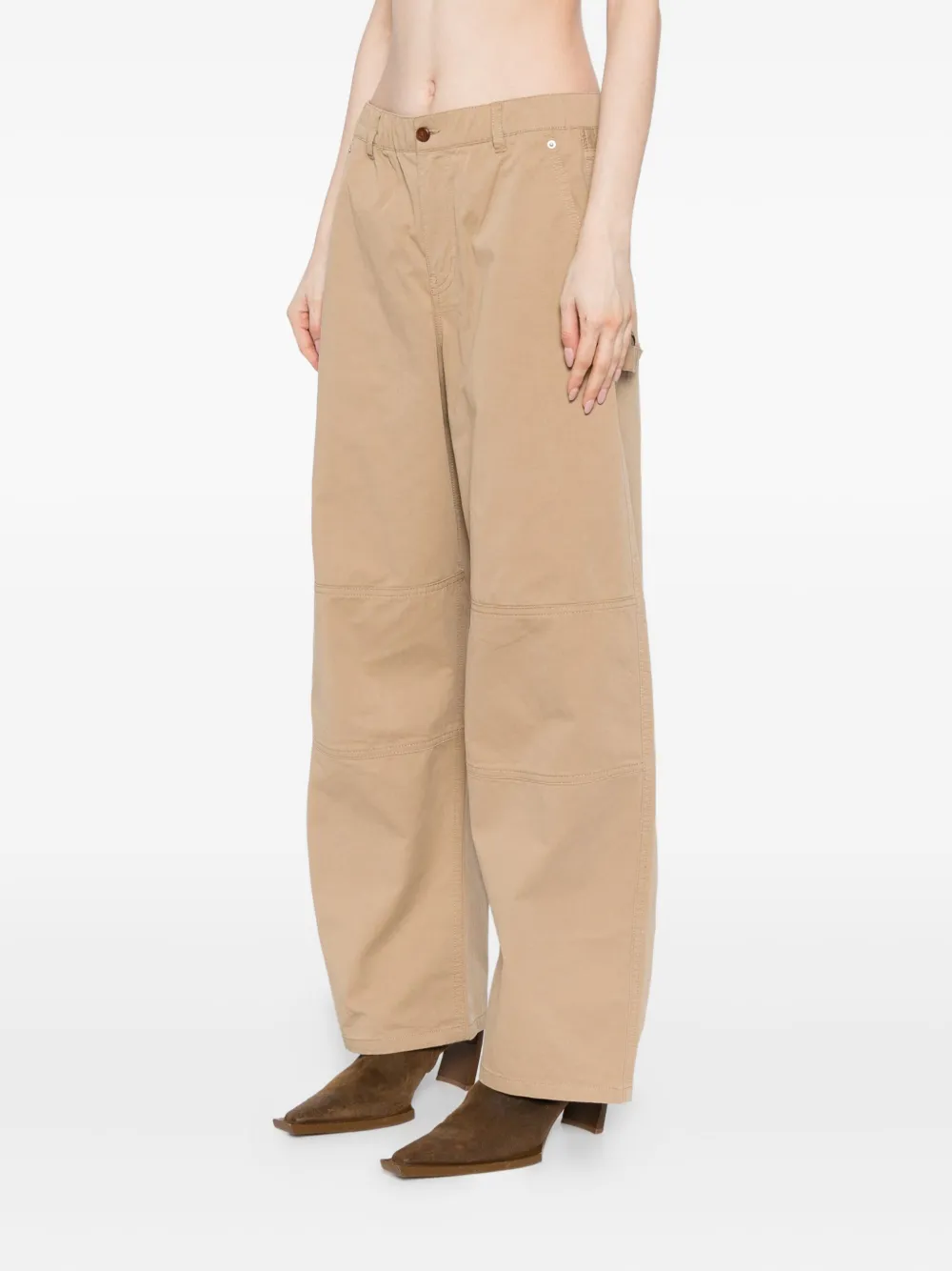 Jnby Cargo Rolled-edge Trousers In Brown