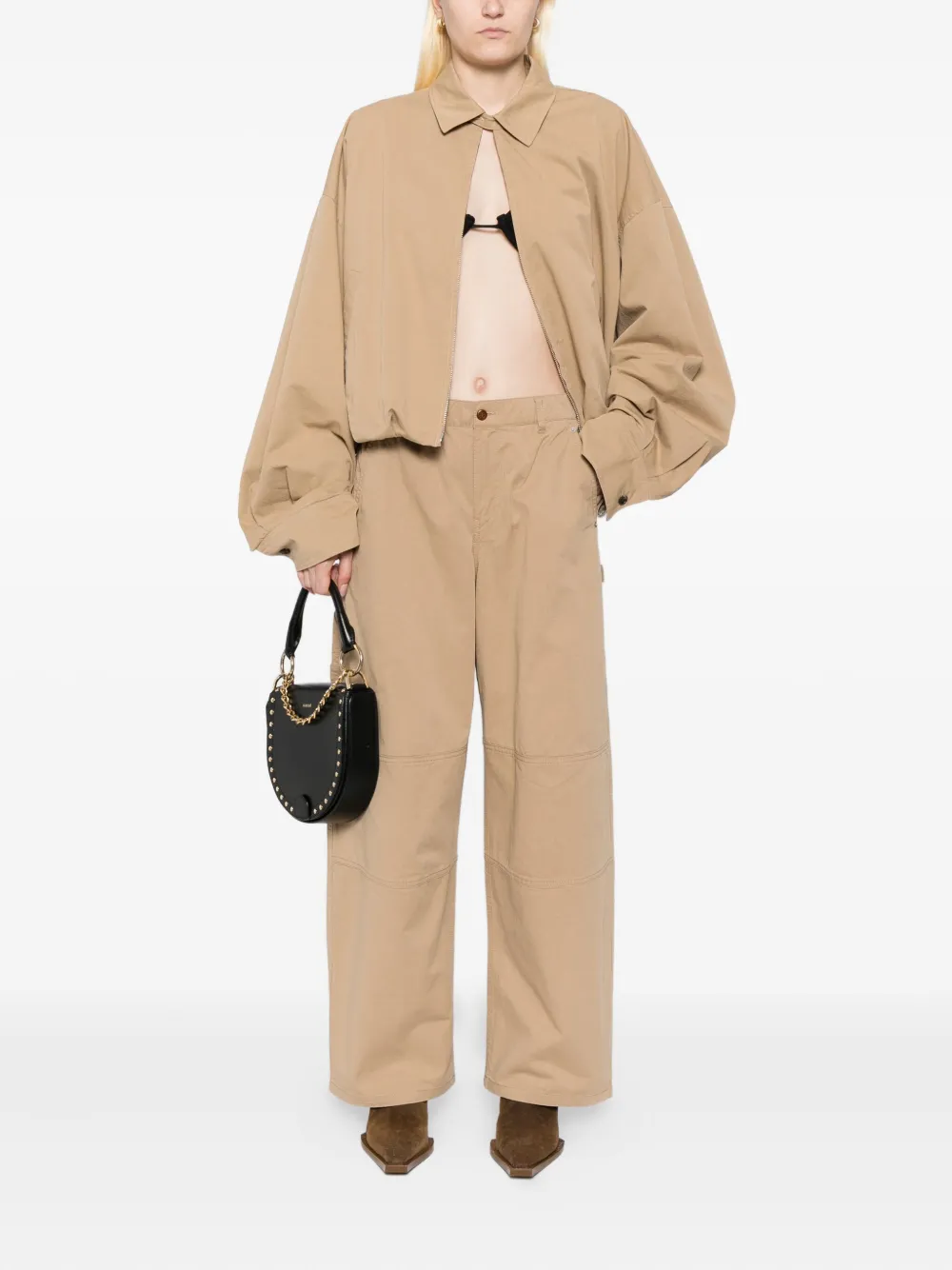 Jnby Cargo Rolled-edge Trousers In Brown