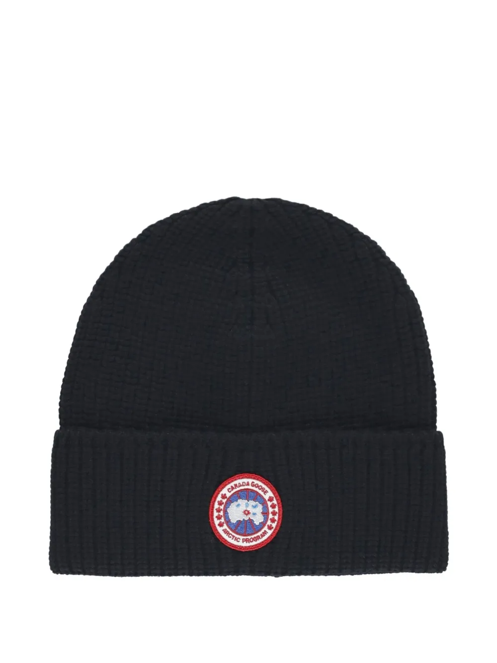 Canada Goose logo-patch wool beanie Zwart
