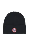 Canada Goose logo-patch wool beanie - Black