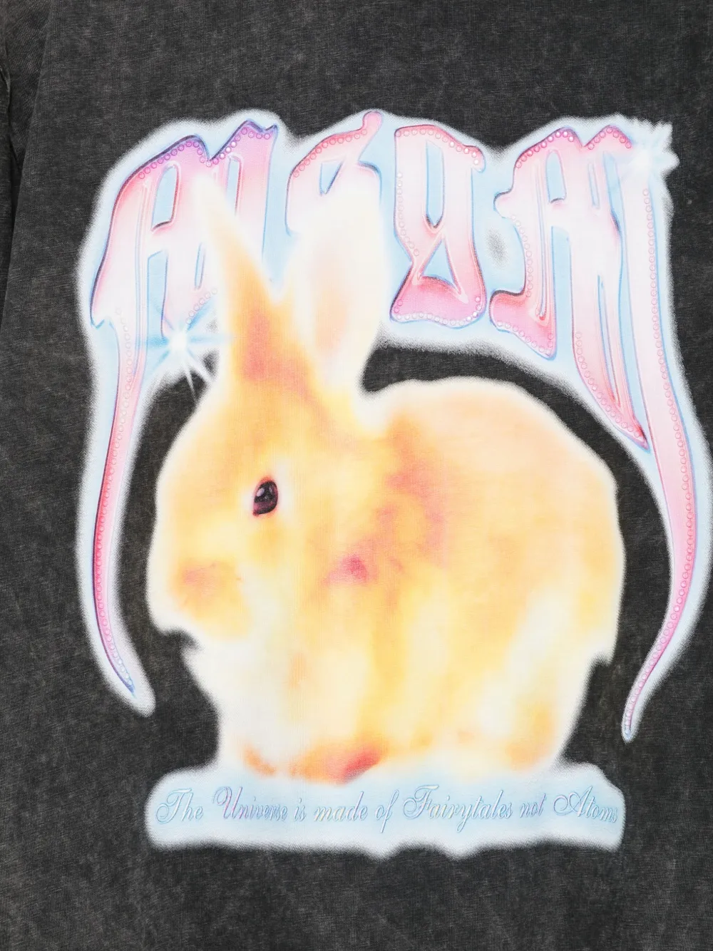 Msgm Rabbit-print Long-sleeve T-shirt In Gray
