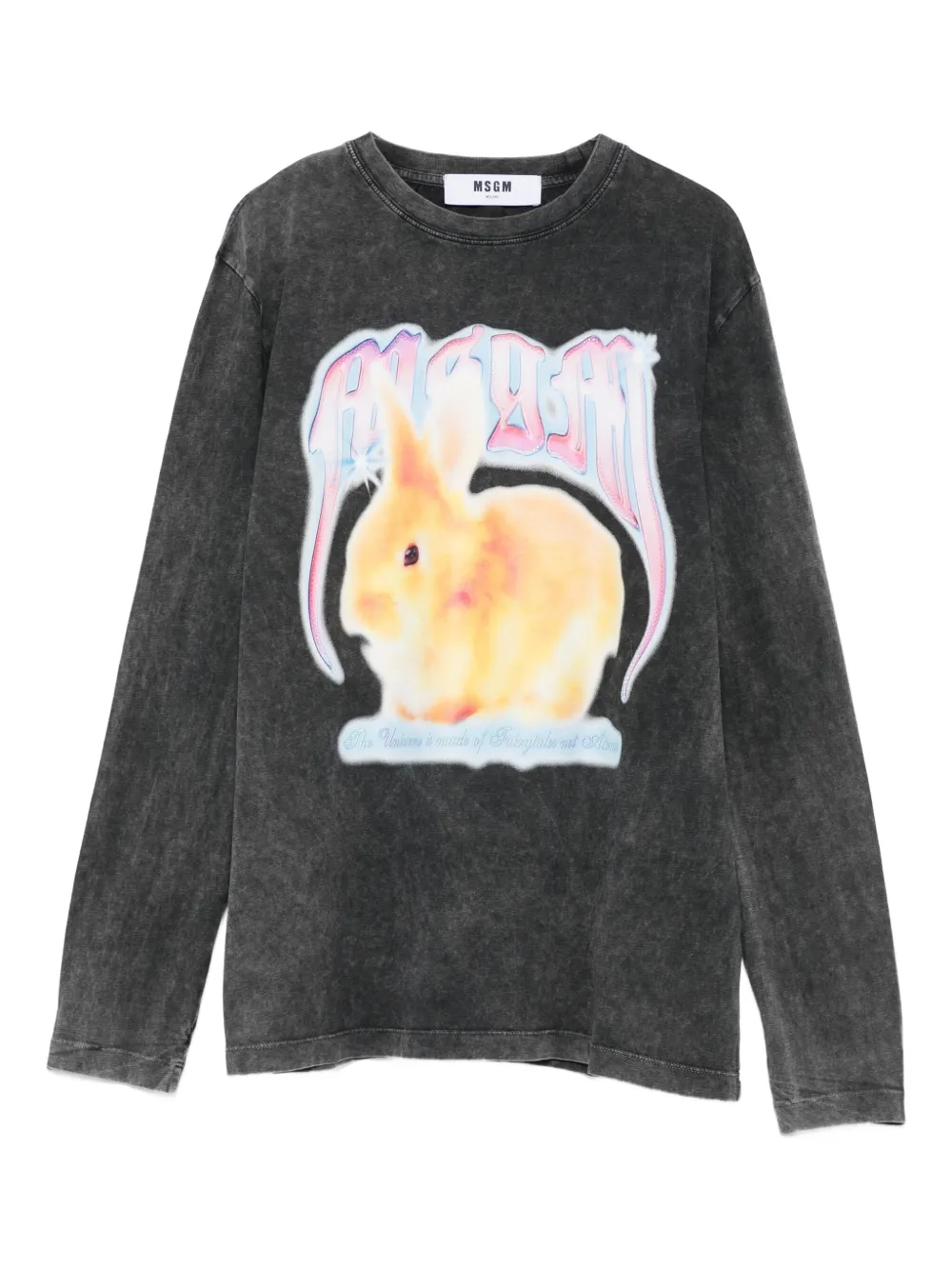MSGM rabbit-print long-sleeve T-shirt | Grey | Image 1