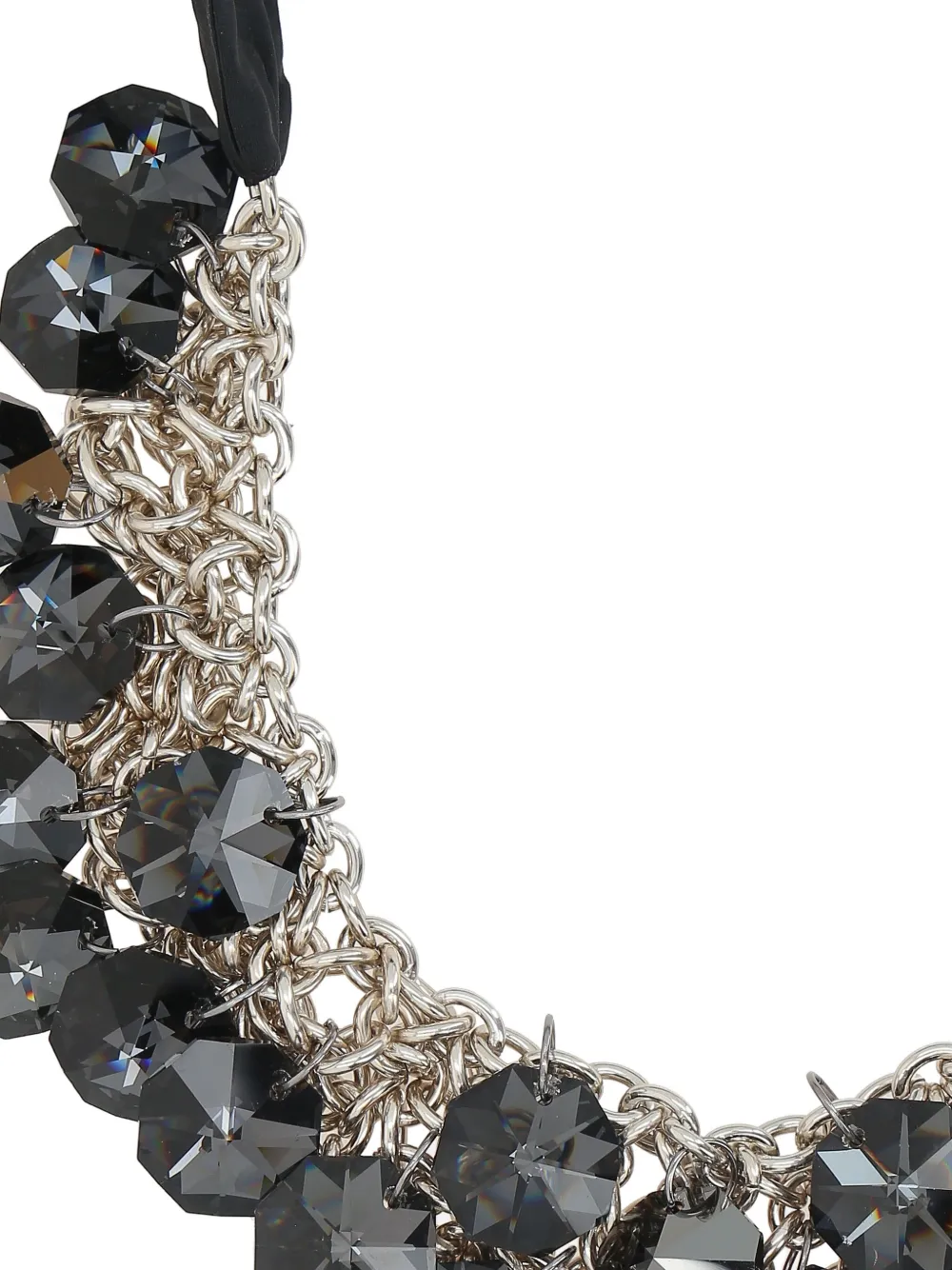 Maria Calderara embellished ribbon necklace - Zwart