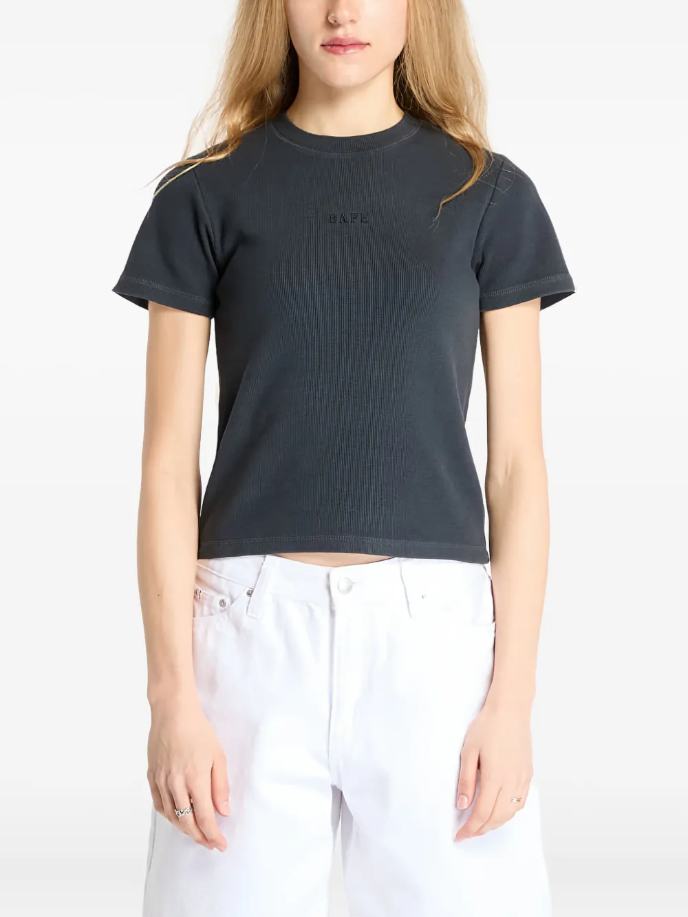 A BATHING APE T-shirt met geborduurd logo Zwart