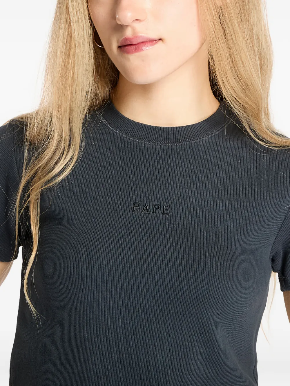 A BATHING APE T-shirt met geborduurd logo Zwart