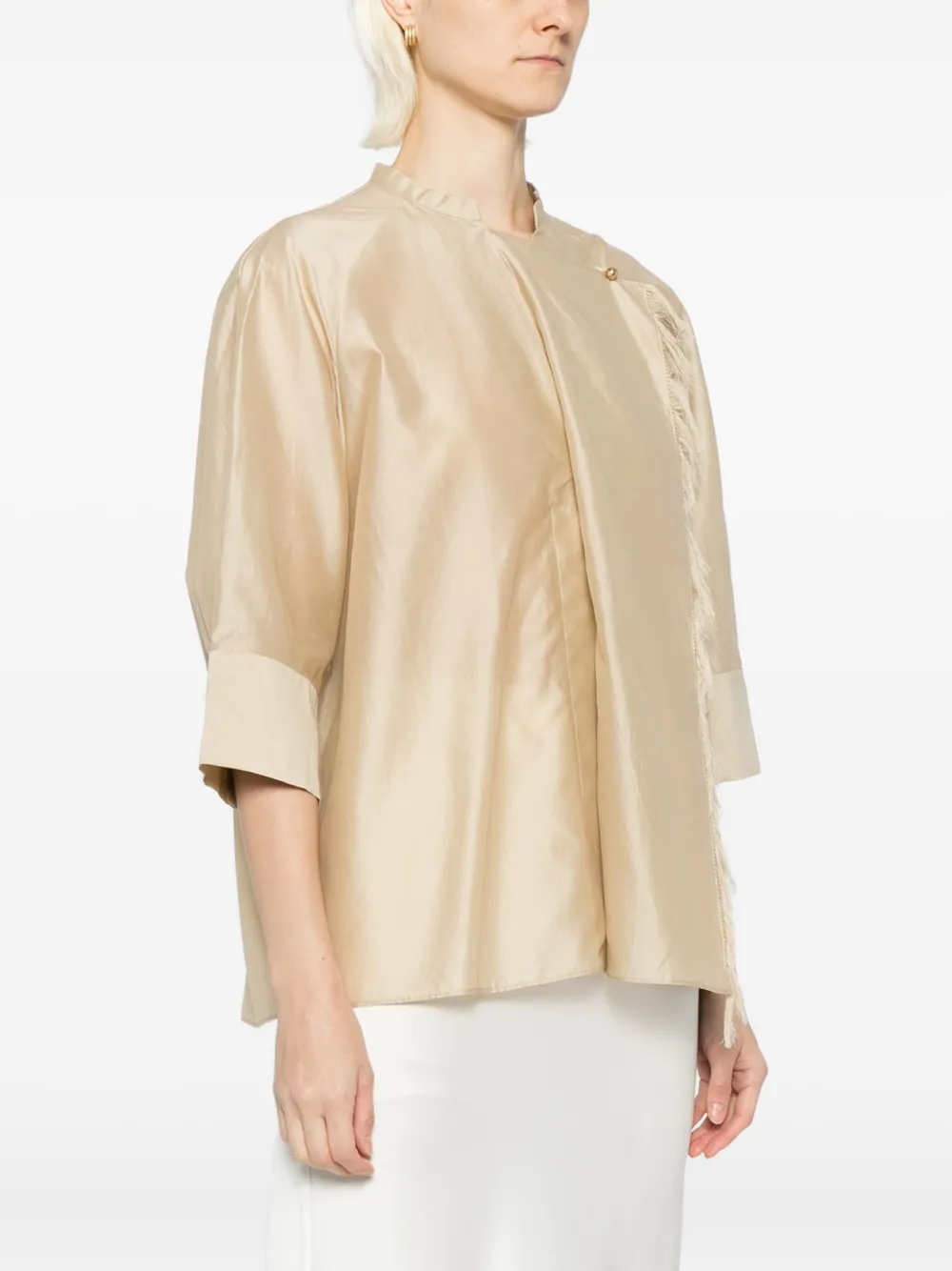 Less Draped-detailing Blouse In Brown