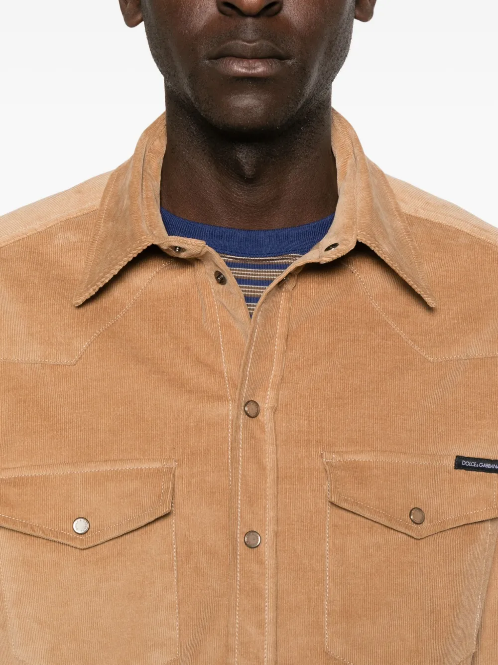 Dolce & Gabbana Ribfluwelen shirtjack met knoopsluiting Bruin