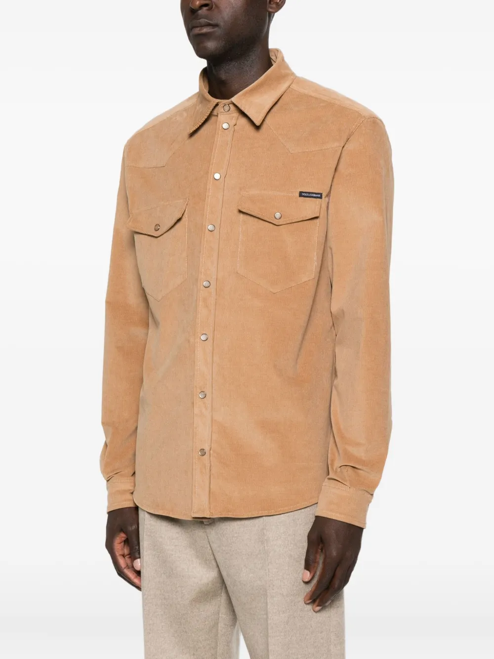 Dolce & Gabbana Ribfluwelen shirtjack met knoopsluiting Bruin