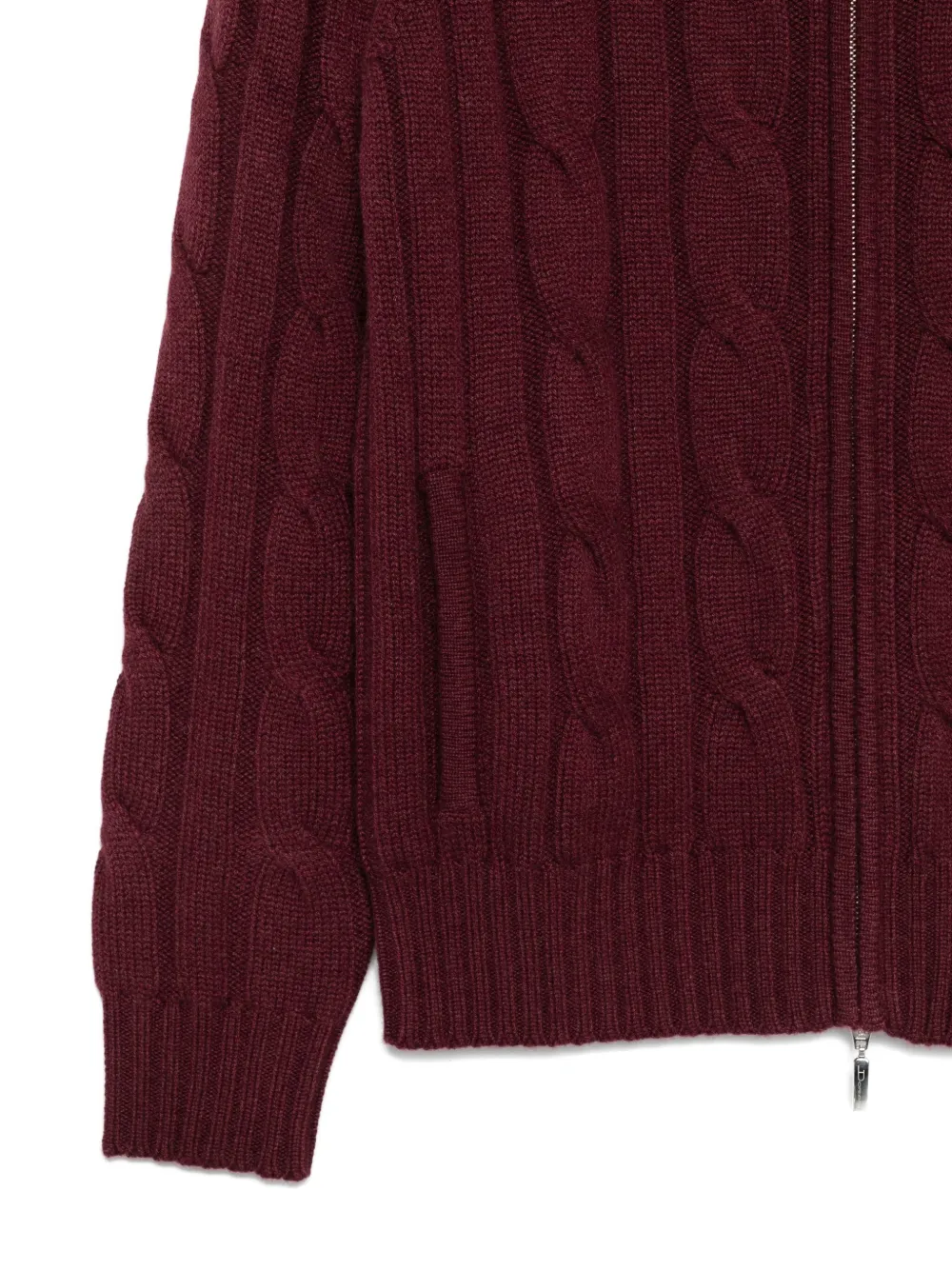 Doriani Cashmere Cable-knit Zip-front Cardigan In Red