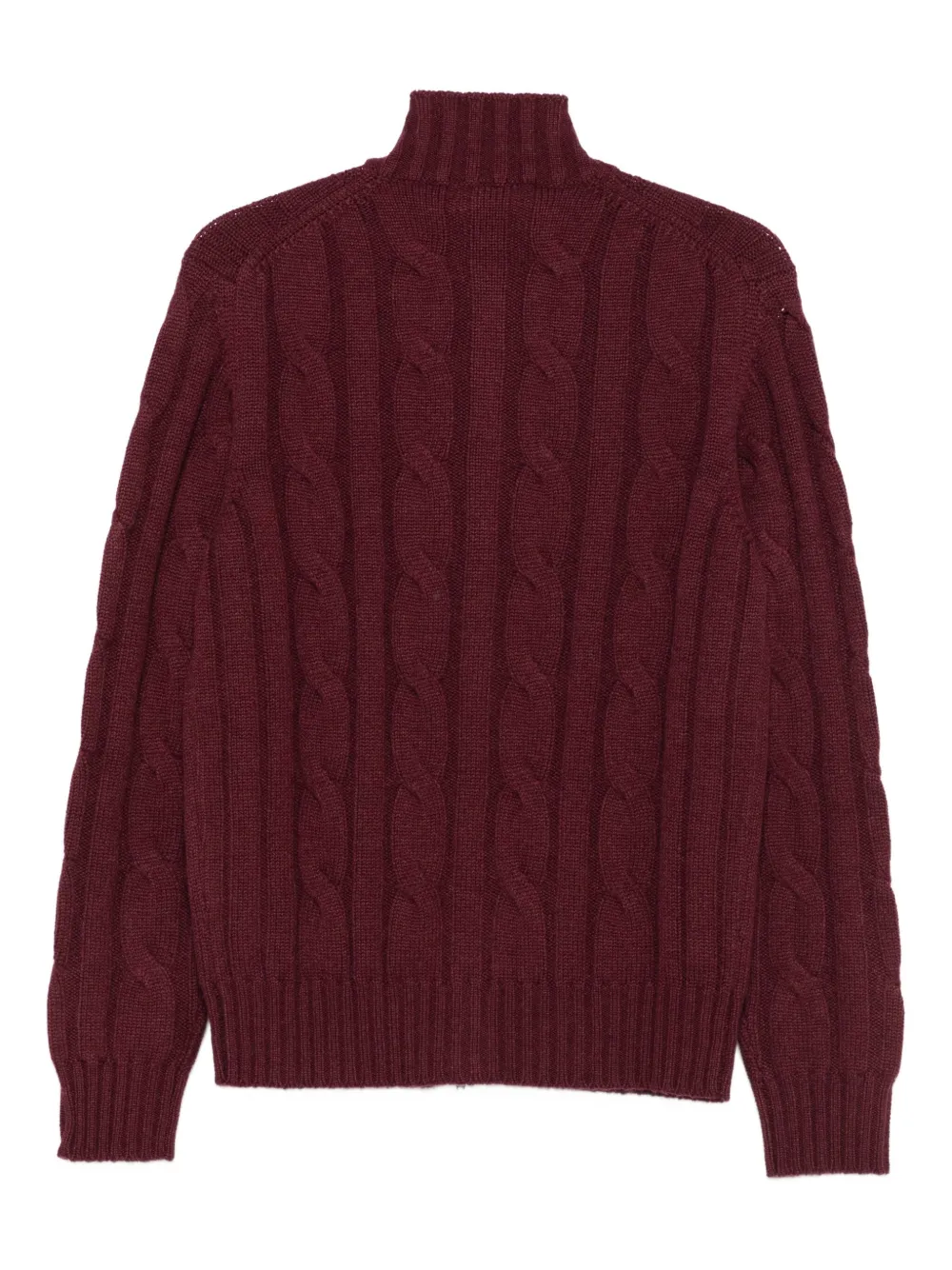 Doriani Cashmere Cable-knit Zip-front Cardigan In Red