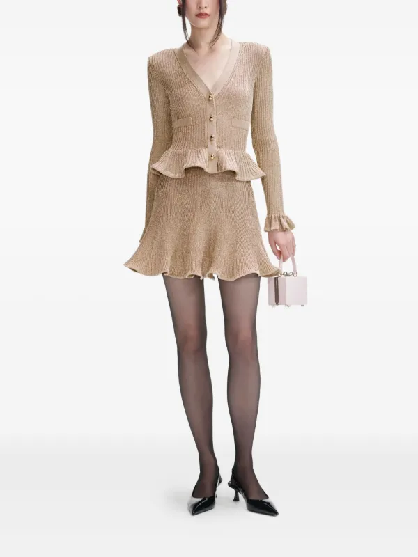 Self-Portrait メタリック ラッフル ニットドレス