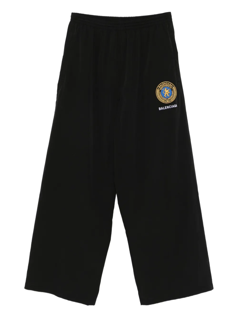 Balenciaga Broek met elastische tailleband en geborduurd logo Zwart