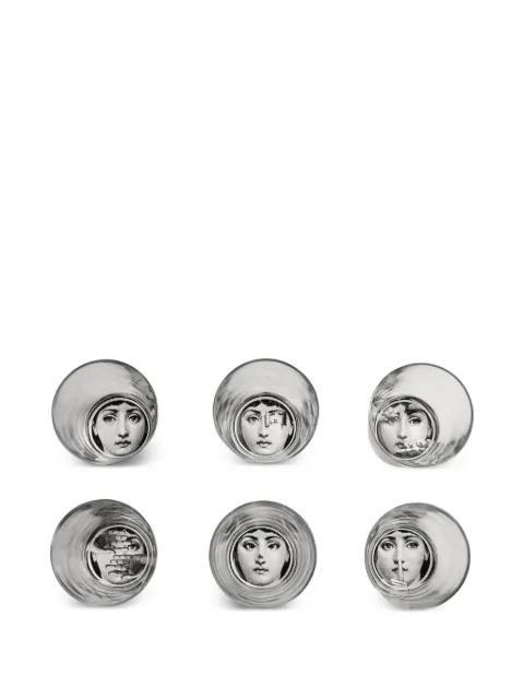 Fornasetti Tema e Variazioni face-print glass (set of six) 