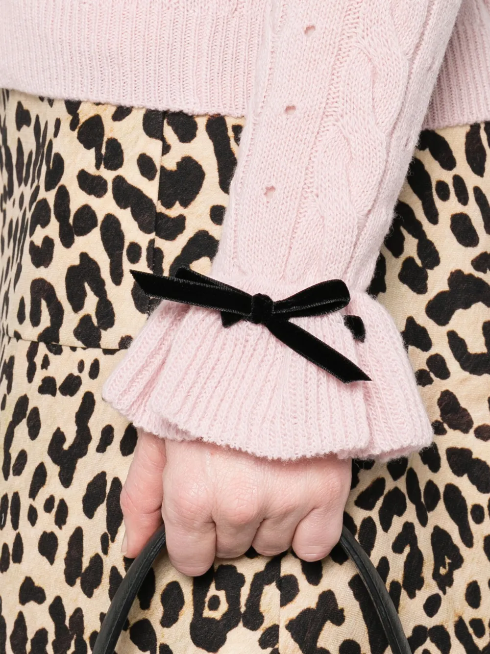 Valentino Garavani Kabelgebreide trui met lint afwerking Roze