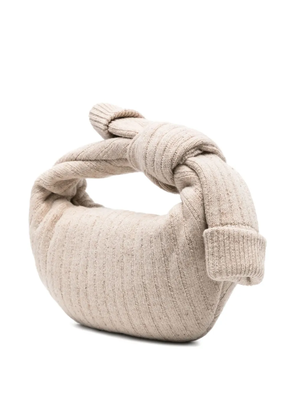 Pre-owned Bottega Veneta Mini Jodie Knit-top Handle Bag In Neutral