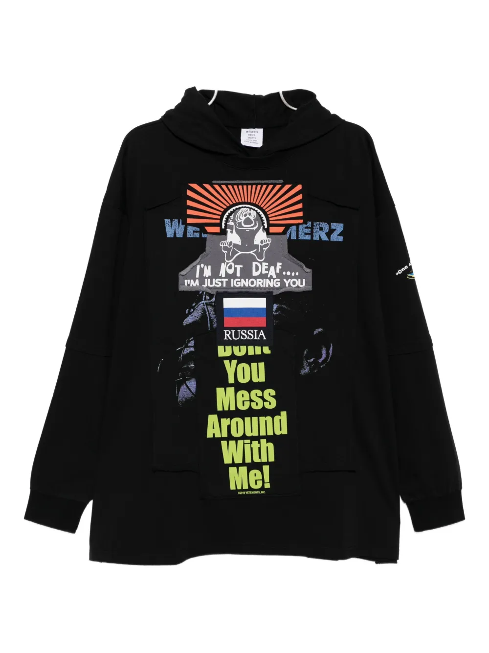 Vetements Patchwork Hoodie In Black