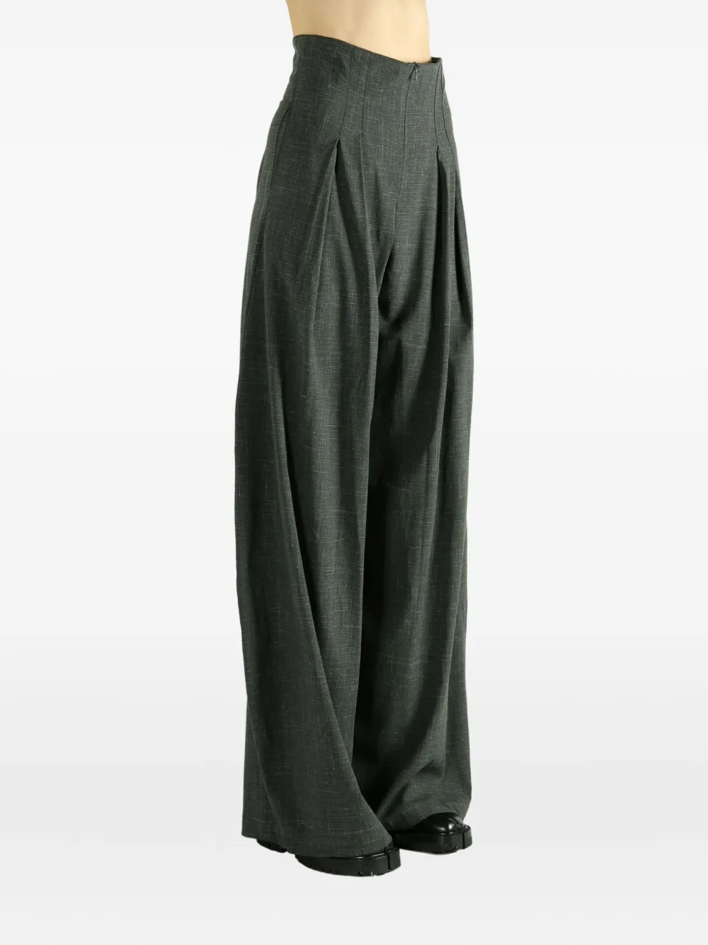 Cortana Tiempo Pleated Palazzo Pants In Green