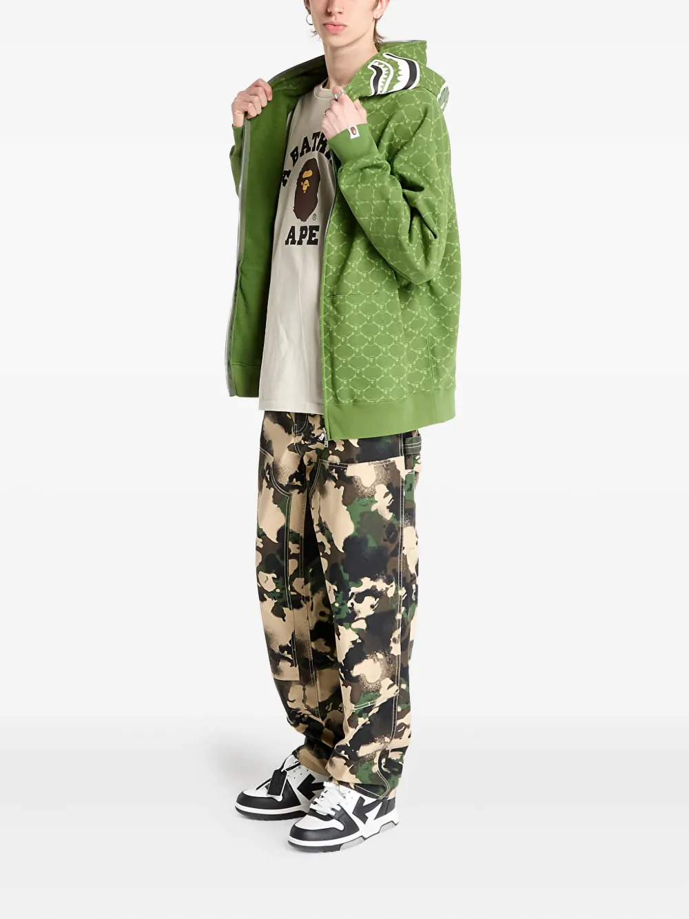 A BATHING APE® college monogram shark full zip hoodie | Hoodies | Image 2