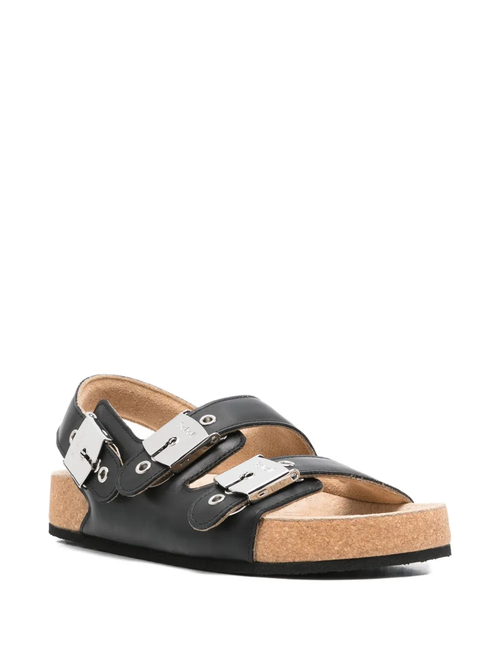 Balenciaga buckle-strap leather sandals Black