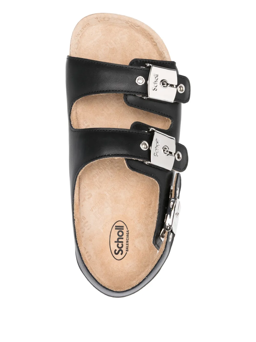 Balenciaga buckle-strap leather sandals Black