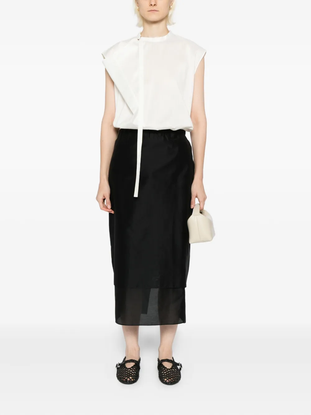 LESS Rok met gelaagde details - Zwart