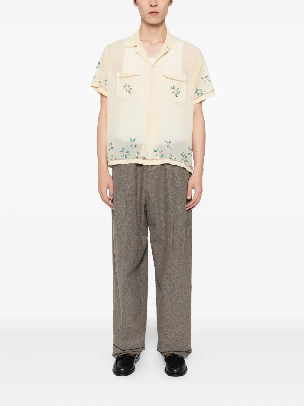 CROQUIS Wollen straight broek - Beige
