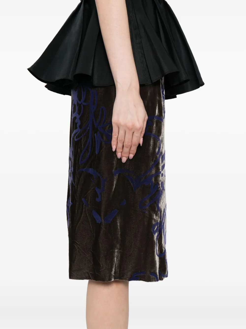 Jnby Botanical Pattern Skirt In Brown