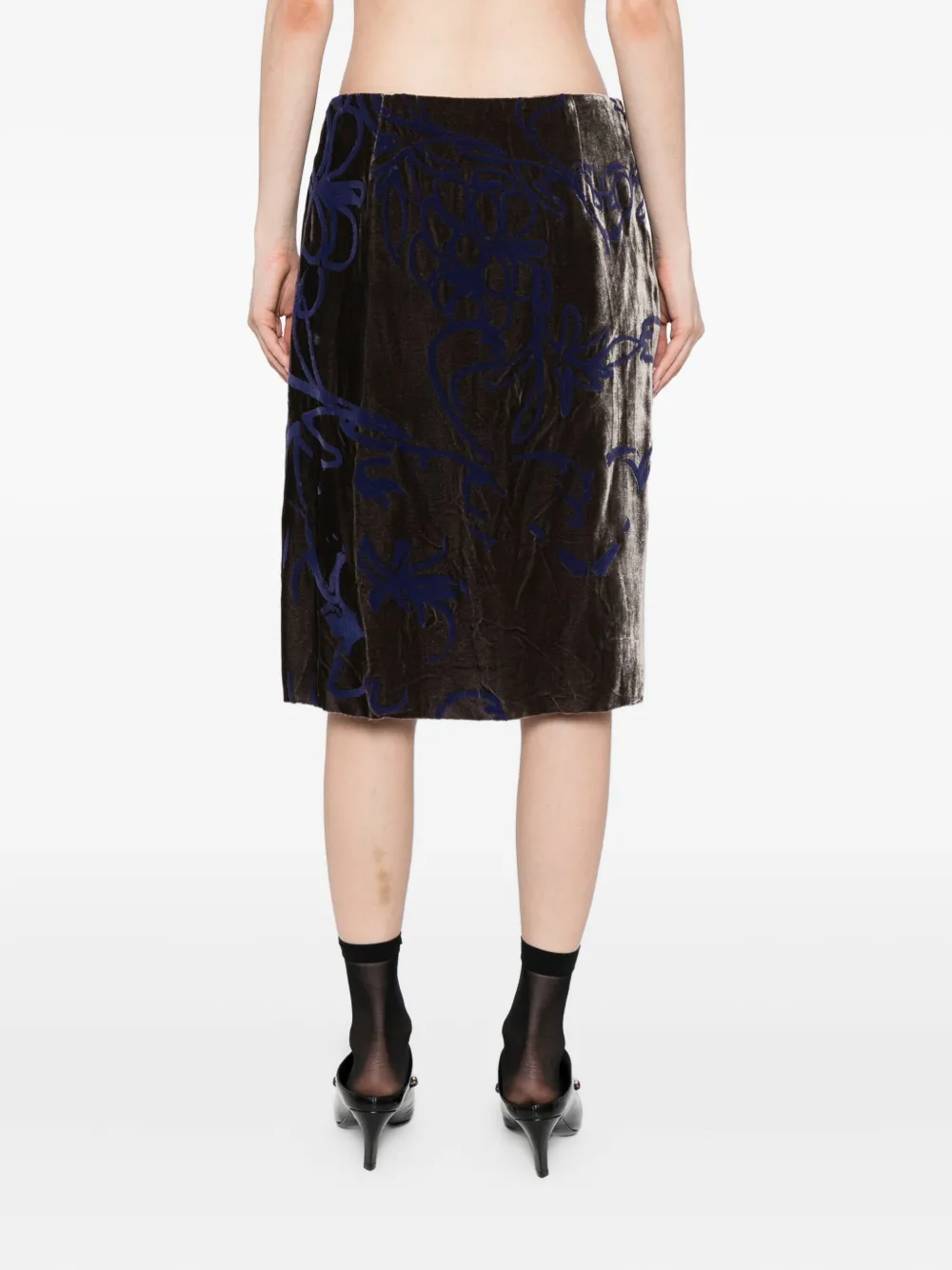 Jnby Botanical Pattern Skirt In Brown