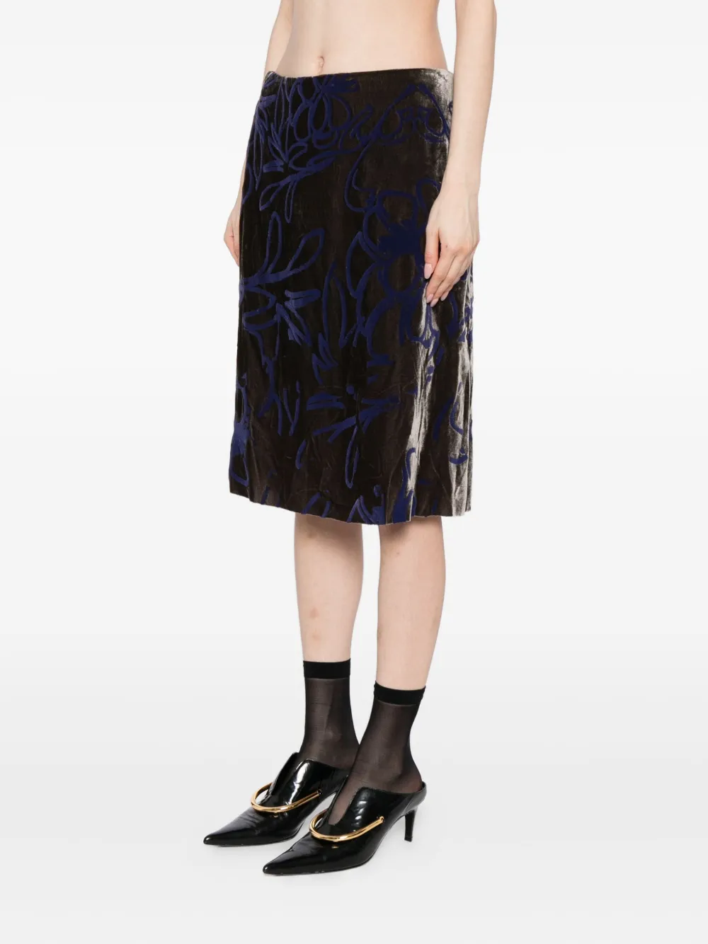 Jnby Botanical Pattern Skirt In Brown