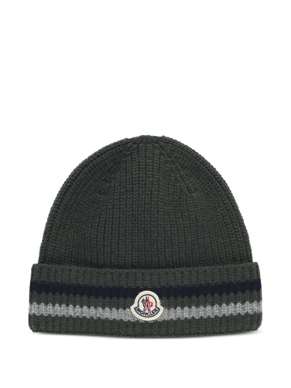 Moncler Enfant ribbed-knit logo beanie | Grey | Image 1