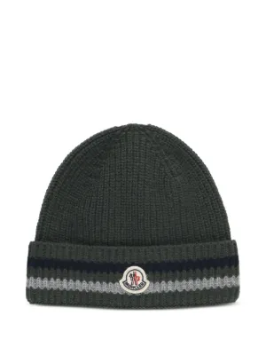 Moncler Enfant リブニット ビーニー | ブラック | FARFETCH JP
