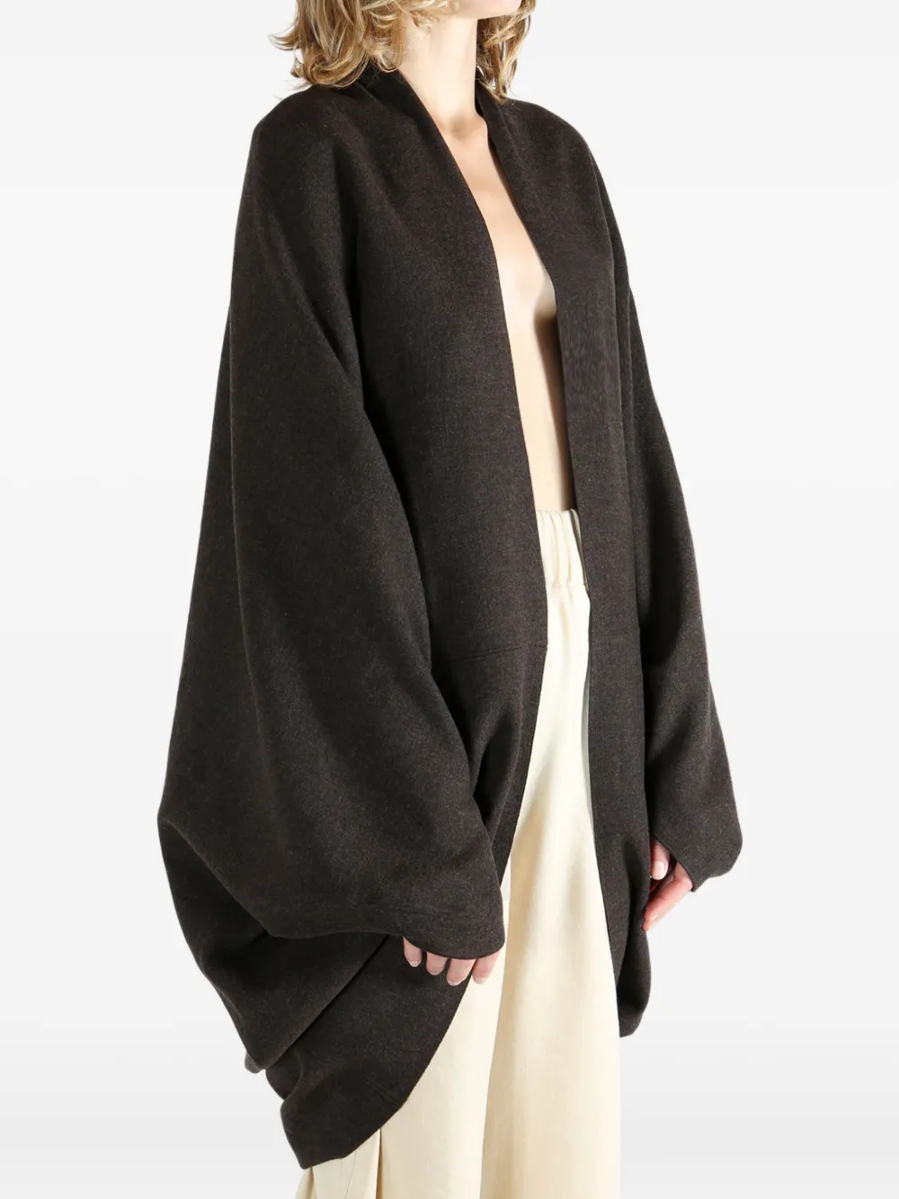 Cortana Open-front Wool Poncho In Black