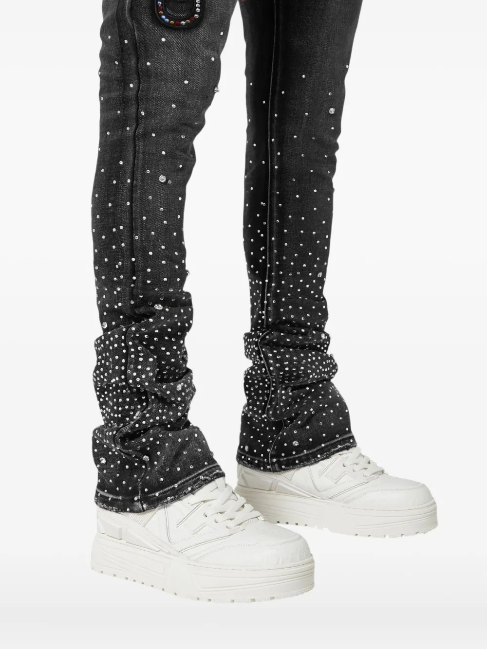 GUAPI Jeans verfraaid met kristallen Zwart