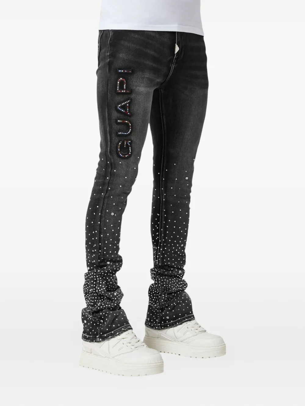 GUAPI Jeans verfraaid met kristallen Zwart