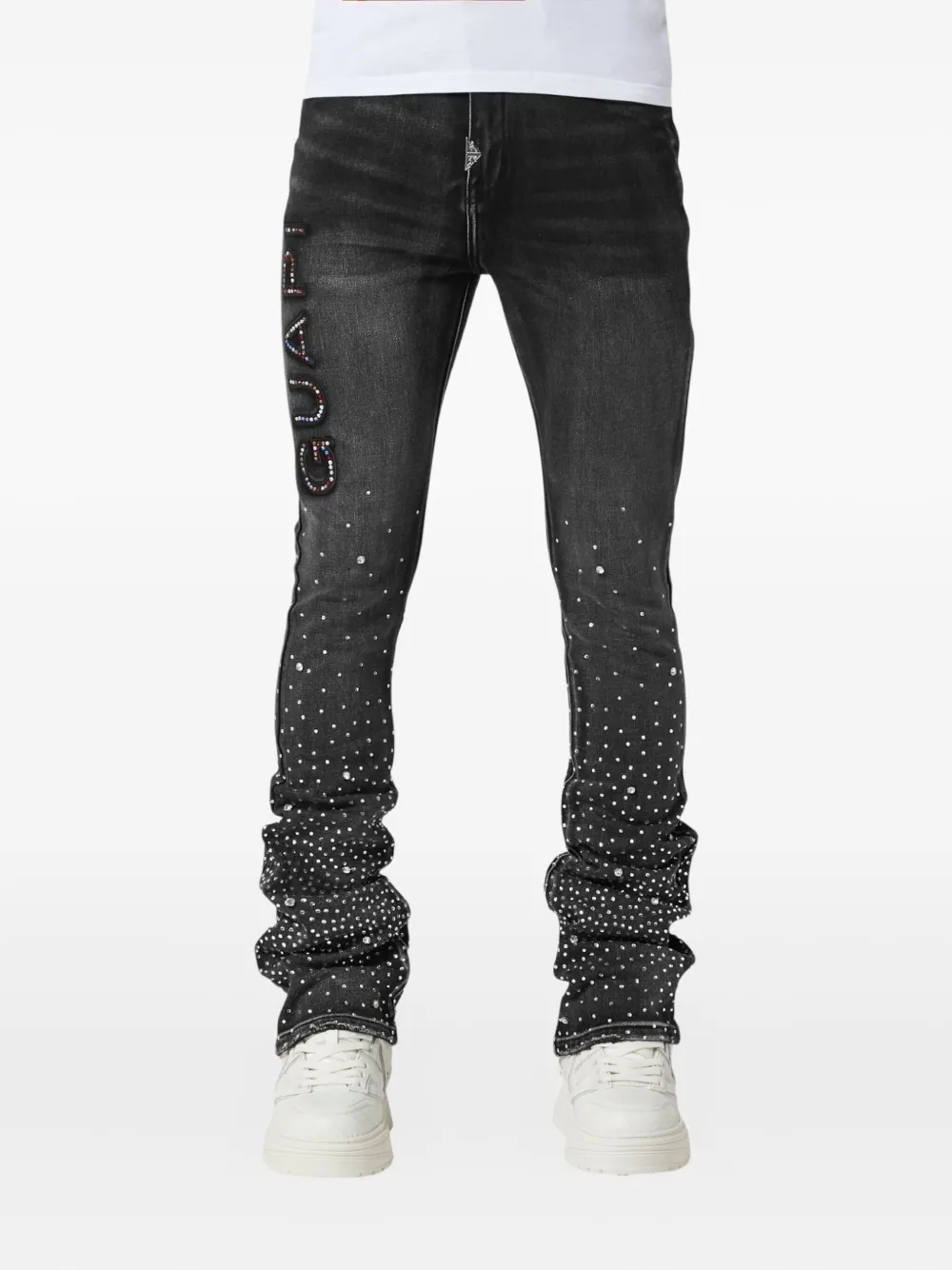 GUAPI crystal-embellished jeans - Zwart