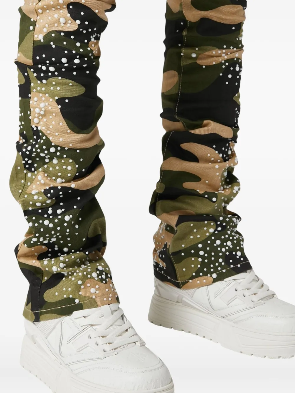 GUAPI Jeans verfraaid met parels Groen