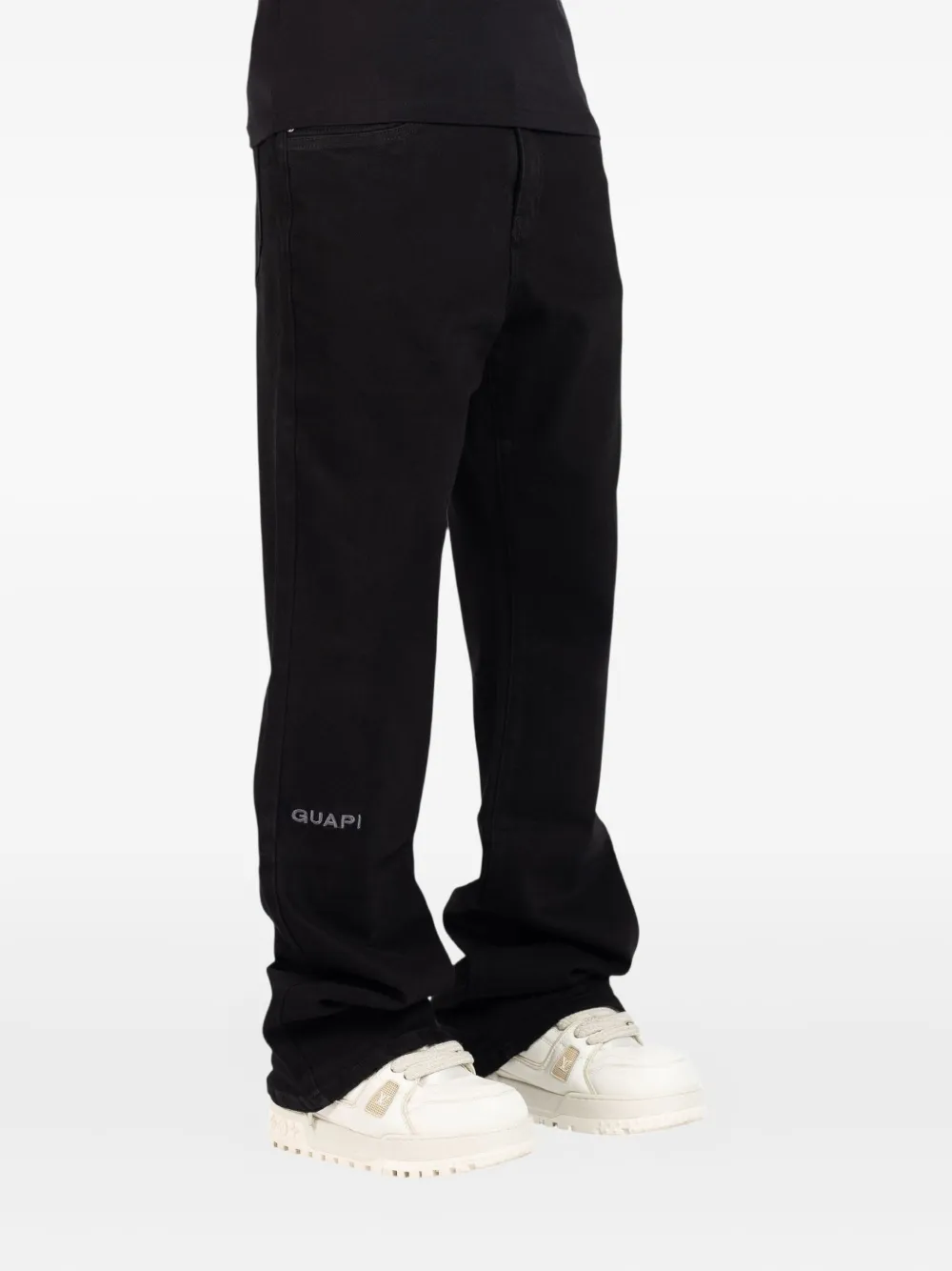 GUAPI logo-embroidered jeans - Zwart