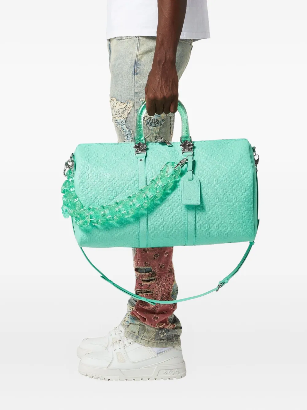 GUAPI embossed-monogram leather chain-strap holdalll | Blue | Image 1