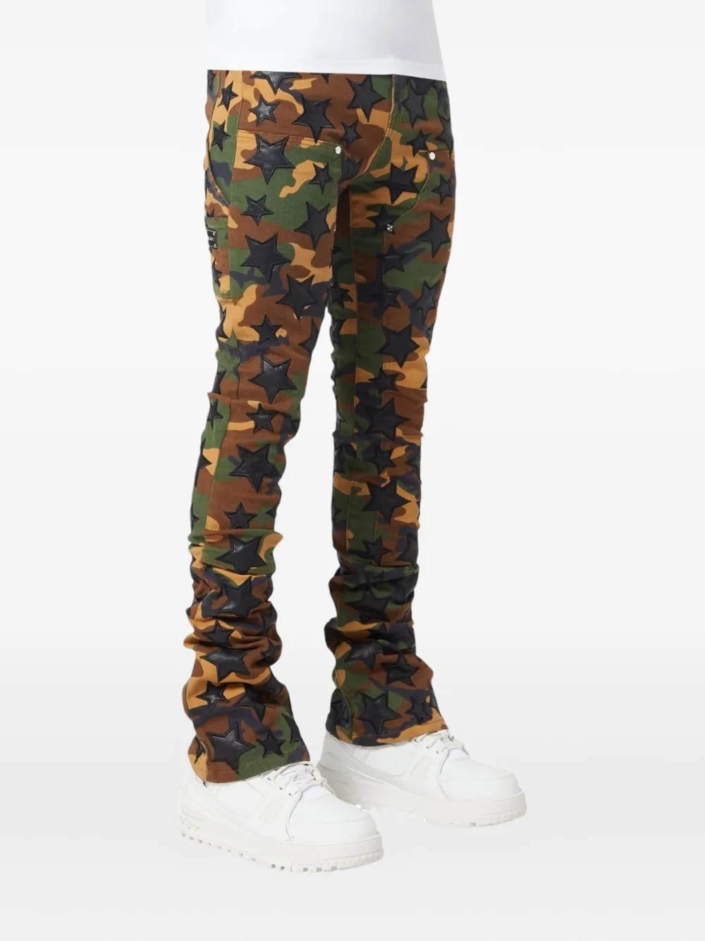 GUAPI Jeans met camouflageprint en sterpatch Veelkleurig